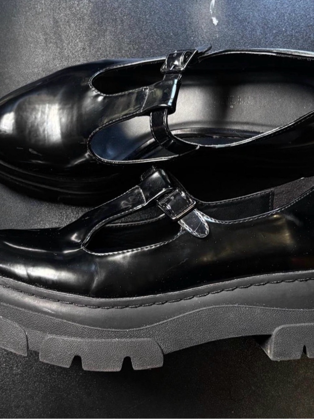 Black Patent T-Strap Platform Mary Jane - Women Shoes